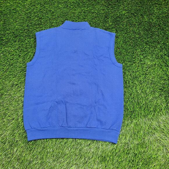Vintage 80s San-Francisco Fleece Vest Medium 20x23 Cropped Blue - Picture 2 of 12